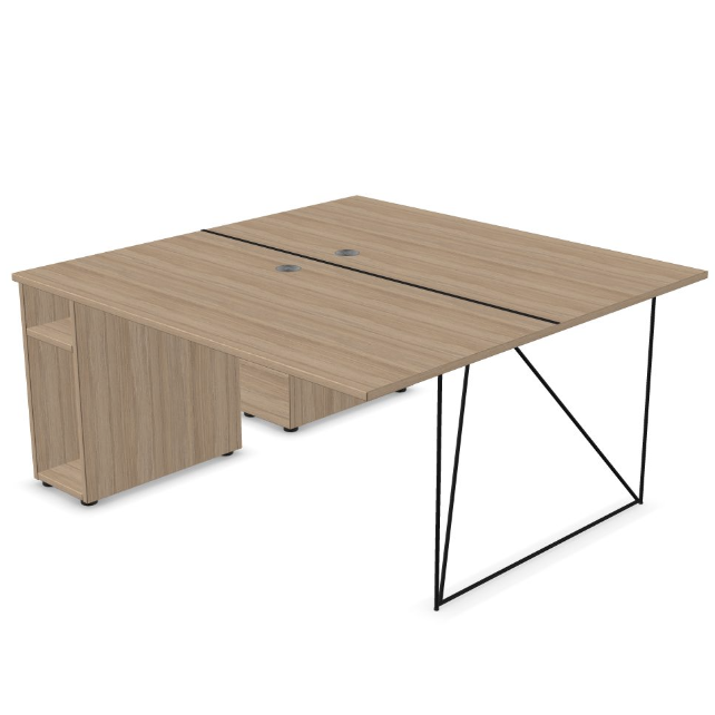 Duo bureautafel AIR met open kast
