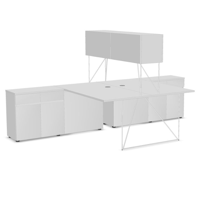 Duo bureautafel AIR met draaideur kast