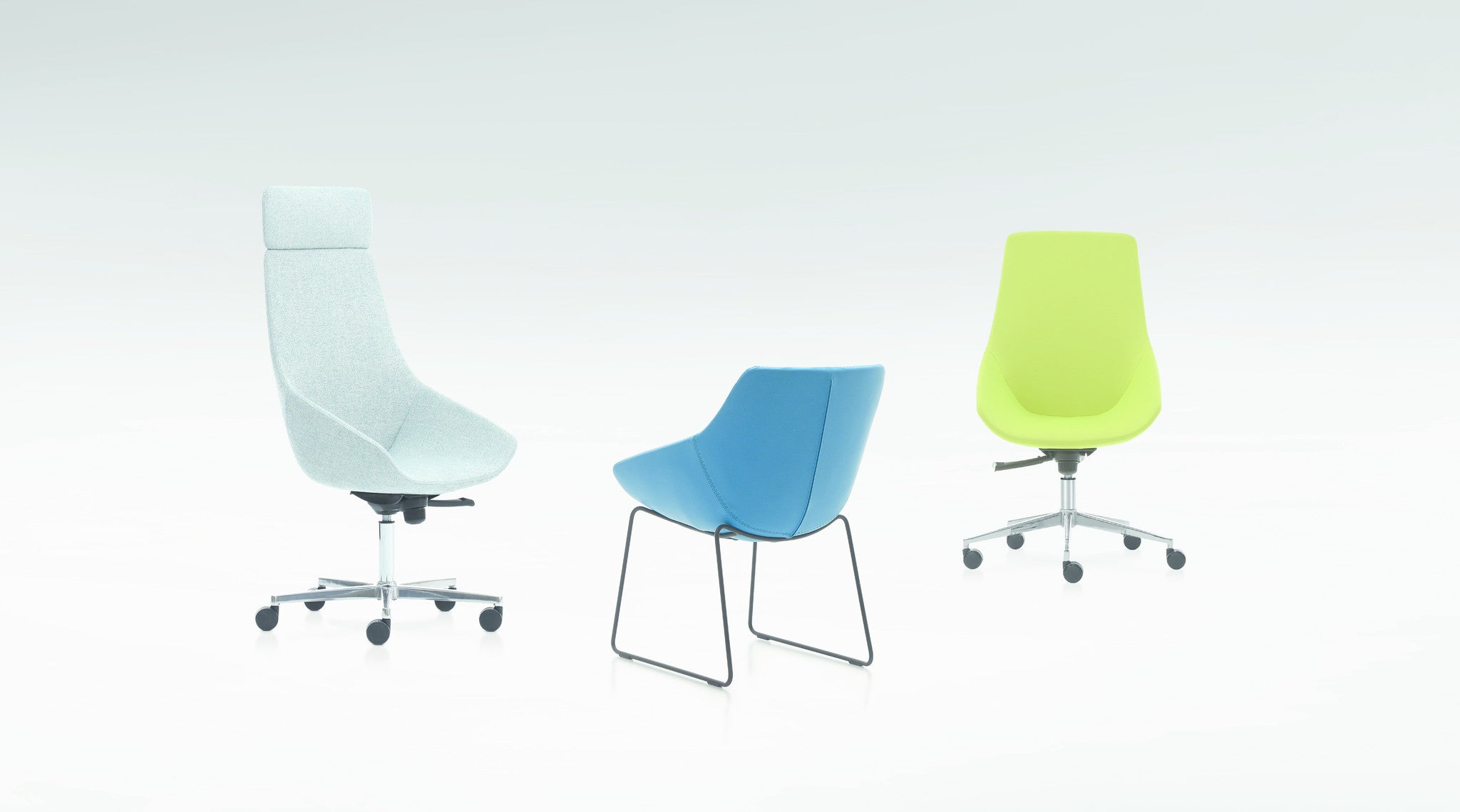 Vergaderstoel Jay met wieltjes en hoge rug