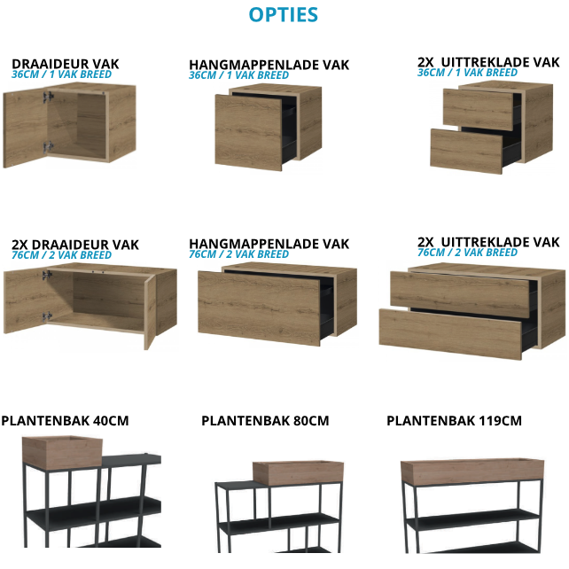 Vakkenkast Modu 6 vaks - 244x119cm