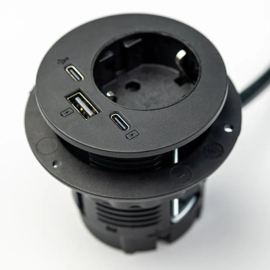 inbouw Power 230V + USB A+C charger en USB-C